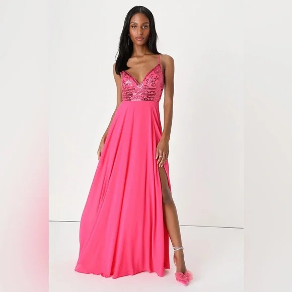 chinese dress ladies Women's Kate A-line Sequin Maxi Dress XS/S/M/L/Customize Soft Pink MEAN BLVD
